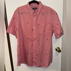 Men’s Chaps Pink Salmon with Lobster Details Button Down Shirt Size XL